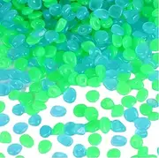 Glow in the Dark Pebbles 300Pcs Resin Reusable Oval Small Luminous Cobblestones Decorative Blue Green Glowing Rocks for Garden Walkway Bonsai Aquarium Garden Stones Glow In The Dark Rocks Outdoor Glow