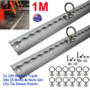 (2X Tracks + 12x Rings) 1M Sloped Edges Anchor Track Cargo Tie Down Point Rail L