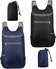 2Pcs Lightweight Backpack Packable & Foldable Breathable Waterproof Backpack with Zipper Closure for Hiking, Fishing, Camping, Mountain Climbing