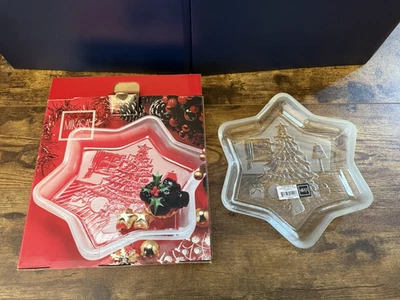 NEW Mikasa Christmas Star Christmas Tree Sweet Dish Crystal Clear