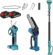2-in-1 Cordless Pole Saw, Mini Handheld Chainsaw with Pole, 4.3 to 7.9ft Retractable Portable Tree Pole Trimmer, Multi-Angle Brushless High Branch Saw, for Efficient Tree Pruning & Cutting