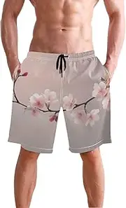 [XYMZR] Men's Swim Trunks Cherry Blossom Closeup Quick-Dry Bathing Suit Swimming Board Shorts S