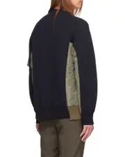 Sacai Long-Sleeved Panelled Crewneck Sweatshirt 0,1,2,3,4 Black