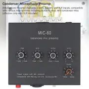 Microphone Preamp 60db Gain 48V Phantom Power Dynamic Condenser Mic Amplifier