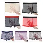 Men's Sheer Mesh Boxer Briefs Underwear Sexy See-through Pouch Panties Lingerie