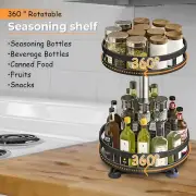 360° Rotation Spice Rack Organizer Carbon Steel Storage Tray Kitchen Seasonings
