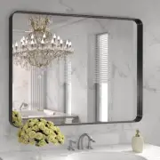 TOOLKISS Bathroom Vanity Mirror 36"X28" Rectangular Framed Wall Aluminum Black