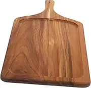 AUTSUPPL Wooden Steak Plate Pizza Serving Board Handle Charcuterie Board Rectangular Wood Easy to Clean