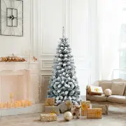 Costway135cm Artificial Pencil Unlit Snow Flocked Hinged Pine Christmas Tree