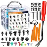 Car Retainer Clip & Fasteners Kit, 680 Pieces with 5 Removal Tools, Universal Fit