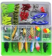 101PCS Fishing Lure Kit Lots Tackle Box Crankbaits, Spoons, Poppers, Fishing Hooks, Topwater Lures, Worms for Trout Bass Salmon