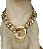 Dog Choke Collar - 34 Inch Dog Collar Chain - Heavy Duty Stainless Chain Stylish Fits 30in Neck for Behavior Correction Pet Identification Puppy Daily Walks