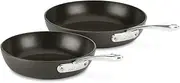 [All-Clad] Essentials Hard Anodized Nonstick Fry Pan Set 2 Piece, 8, 10,5 Inch Oven Broiler Safe 500F, Lid Safe 350F Pots and Pans, Cookware Black