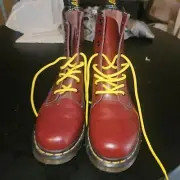 Red Dr. Martens with yellow laces. Size 9 uk 7 new without tags or box