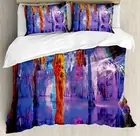 Cave Duvet Cover Set, Rock Formation on Algarve Coast Seascape and Cliffs