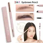 3in1 Eyebrow Pencil with 3 tips in one pencil, Long-lasting, Waterproof Formula.