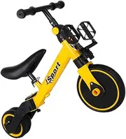 KONTONTY Adjustable Toddler Walker Boys and Girls Tricycle Baby Sliding Bike for Toddlers Yellow
