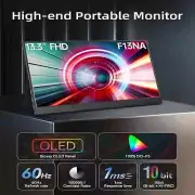 13.3” Portable OLED Monitor – FHD, 1ms Response, 10-Bit, 100% Adaptive Color Dis
