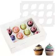 18 Pack Cupcake Boxes Hold 12 Standard Cupcakes, 13 x 10 x 3.5 Inch Paper Doz...