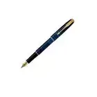 Parker Sonnet Deep Blue Stripes & Gold Fountain Pen Broad Pt New In Box France