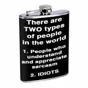 Sarcasm Idiots Em1 Flask 8oz Stainless Steel Hip Drinking Whiskey
