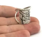Ring Tree Patterned Adjustable Ring Antique Silver Brass Natural Organic Trees