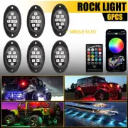 6 Pods RGB LED Rock Light Underglow Lamp Offroad Truck ATV bluetooth APP Control