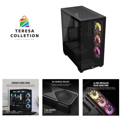 3500X ARGB Mid-Tower ATX PC Case – Panoramic Tempered Glass – Reverse Connect...