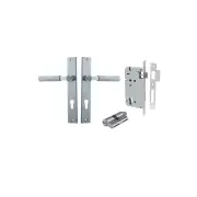 Brunswick Lever Rectangular Backplate Entrance Kit w High Security Lock Brushed Chrome
