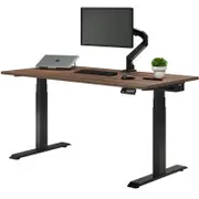 Desky Dual Sit to Stand Jarrah Legno Melamine Desk 1500x750mm Matte Black Height Adjustable Legs