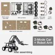 YOURFUN 2-Mode 4WD Smart Robot Car Kit Robot Car Chassis w/ 3DOF Mechanical Arm