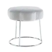 Riverbay Furniture 17.75" Transitional Fabric Accent Vanity Stool in Gray