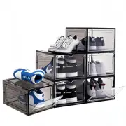 Upgraded Shoe Storage Organizer 6 Pack Clear Plastic Stackable Shoe Box with ...