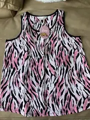 Womens PETER ALEXANDER pink Zebra print Pyjama Top Size M NWT
