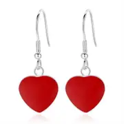 4PCS Copper Jewelry Woman Fashion Earrings Retro Long Tassel Red Heart Pop Hook Earrings