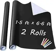 Chalkboard Wall Sticker 2 Rolls 18" x 79" Wallpaper Peel and Stick Chalk Board Contact Paper DIY Decal Adhesive Blackboard Removable Erasable Vinyl for Wall,Bonus 10 Chalks (2 Rolls 1.5ft.x6.6ft.)