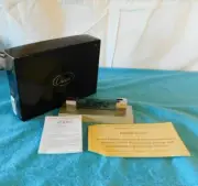 New Chass LCD Desk Clock Business Card Holder Deluxe in Box Silver Set