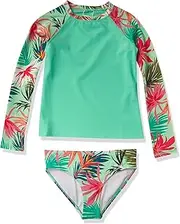 [Kanu Surf] Girls' Long Sleeve Rashguard UPF 50+ Two Piece Swim Set