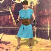 ROMAN GLADIUS Maximus GLADIATOR Warrior Blue COTTON TUNIC LARP SCA S/M L/XL New
