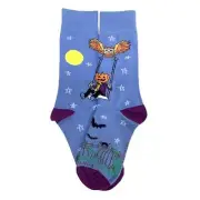 Pumpkin Head Swinging with an Owl by the Moon Socks (Adult Small)