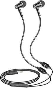 ibrain Air Tube Headphones Air Tube Earbuds with Patented Technology Airtube Headset with Microphone & Volume Control Airtube Headphones for a Safe and Healthy Listening (Black)