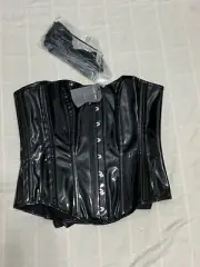 Corset Story Women 38 Bust Black Curved Metal Boning Whimsygoth Dominatrix NWT