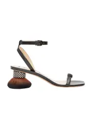 Petal brush heel sandal in lambskin 37,38,39,40 black