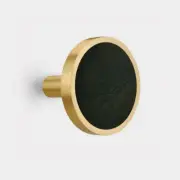 Pair of Modern Solid Brass Gold Curtain Tie Backs With Premium Leather Insert