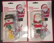 Vintage Stocking Hangers Christmas Frosty Snowman Santa Clause Woolworths New