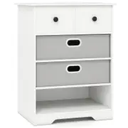 Costway 4-Drawer Dresser Storage Organizer Nightstand Bedside Table White