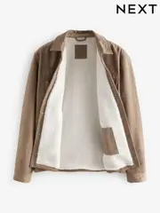 Stone Faux Suede Borg Lined Shacket (530648) | $61