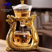 Lazy Kungfu Glass Tea Set Heat-Resistant Water Diversion Rotating Cover Bowl Sem