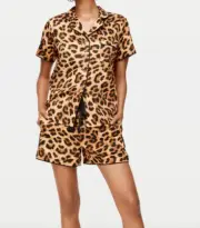 NEW PETER ALEXANDER LEOPARD SPOT PJ TOP + SHORTS SET WOMENS 3+ 24-26 RRP$109