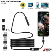 Waterproof Endoscope Snake Inspection Camera 2.5M 3 in 1 For Android Windows PC